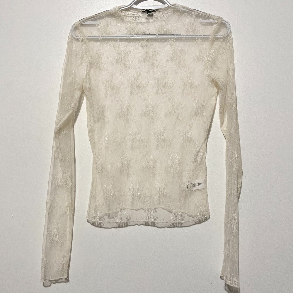 Wild Fable Sheer Mesh Lace Top S Ivory Floral Ethereal Cottage Fairy Coquette